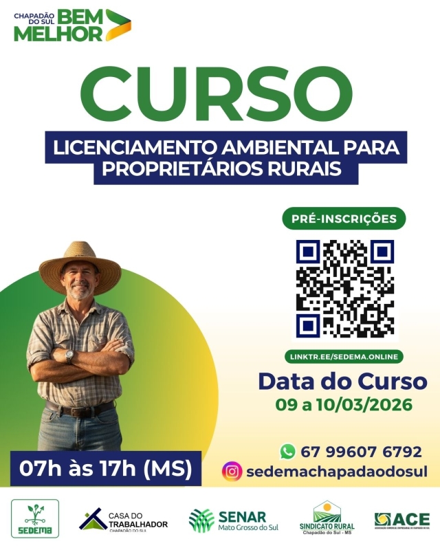 Noticia profissionais-do-agro-sedema-promove-curso-gratuito-sobre-licenciamento